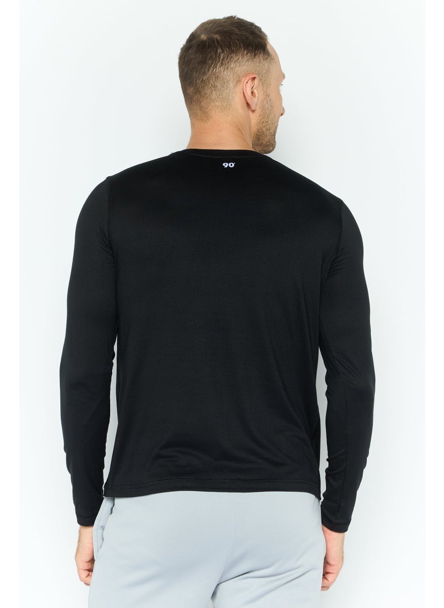 90 Degree By Reflex Men Sportswear Fit Long Sleeve Yoga Shirt, Black  - Image 4