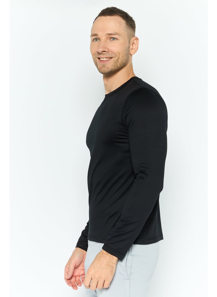 90 Degree By Reflex Men Sportswear Fit Long Sleeve Yoga Shirt, Black  - Image 3