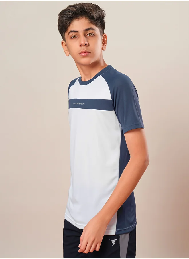 Technosport Boys Color Block Raglan Sleeves T-Shirt