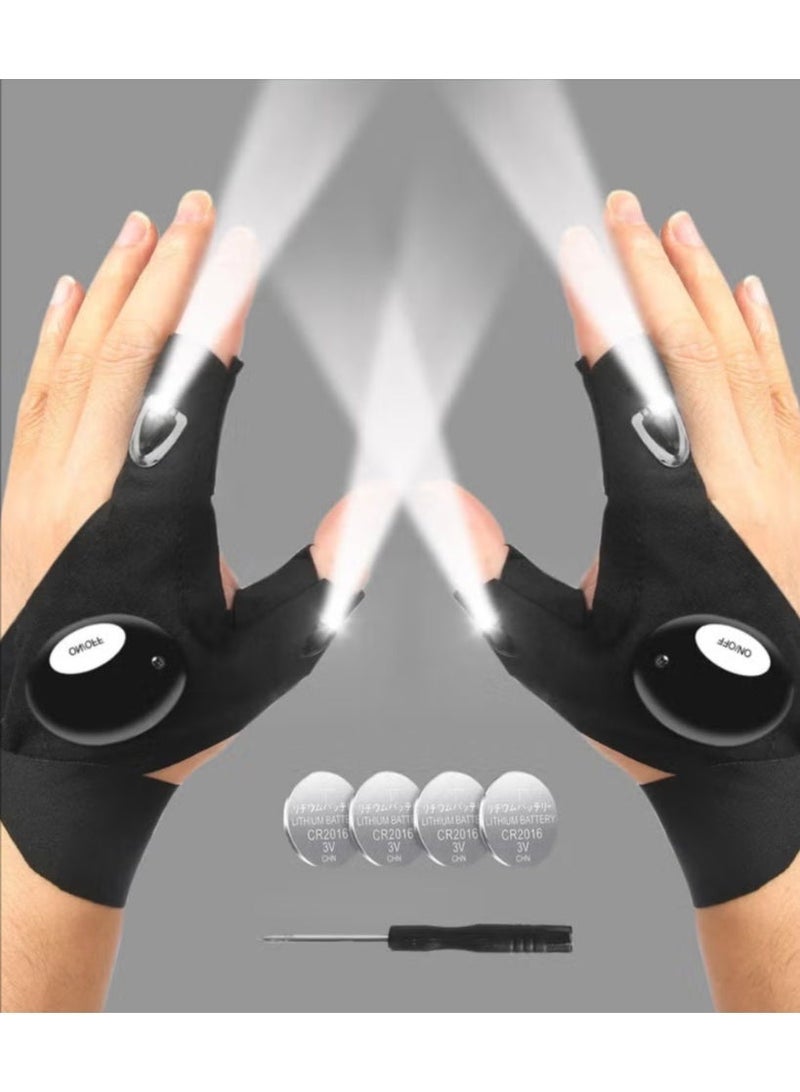 Flashlight Gloves for Men Flexible LED Gloves for Working in Darkness and Night Reading Finger Light Gloves for Mechanic Work and Other Outdoor Activities - Image 1