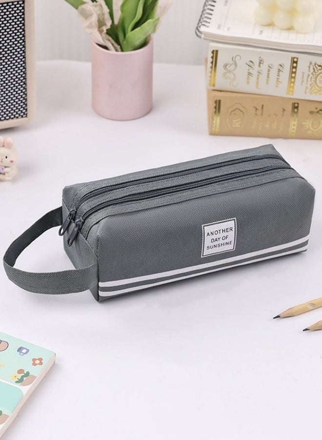 Loquat Double Compartment Oxford Pencil Case, Compact Multi-Pocket Pencil Case, Can Be Used As A Cosmetic Bag, Durable And Dustproof, Suitable For Boys Or Girls, Students, School, College Or Office, - Image 1