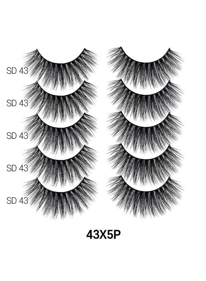 Laflare رموش حرير 3D صناعية من مزيج المنك عبوة متعددة 5 أزواج مظهر طبيعي خفيف احترافي سهل التطبيق بأسلوب محبوك (43X5P) - Image 3