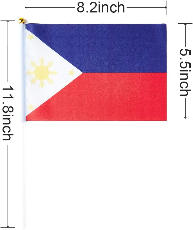 mflagperft Philippines Flag Filipino Flag, Small Mini Handheld Philippines Flags on Stick, Ideal for Party Parades Sports Events Patriotic Festival Decorations - Image 2
