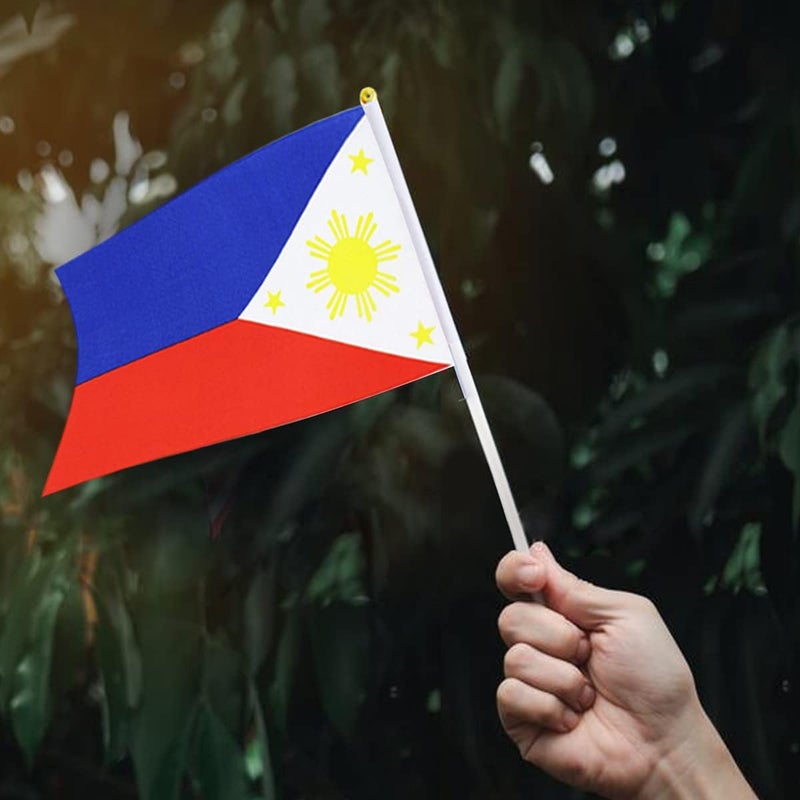 mflagperft Philippines Flag Filipino Flag, Small Mini Handheld Philippines Flags on Stick, Ideal for Party Parades Sports Events Patriotic Festival Decorations - Image 5