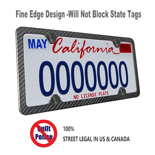 ZXFOOG Carbon Fiber License Plate Frame- 1 Pack100% Handcrafted Real Carbon Fiber Cloth Wrapped Holder, Slim Black Stainless Steel Car Tag Cover with Screws Caps, Rattle Proof Pad, 4 Hole - Image 2