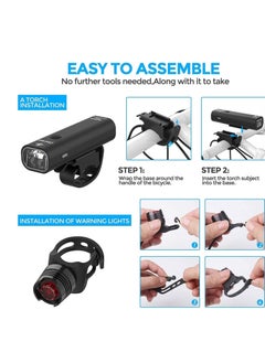 Y&D 2021 Bike Light Set, USB Rechargeable Super Bright LED Waterproof Headlight Front Lights and Back Rear Lights, Easy Mount 4 Mode Cycle Fits All Bicycles  - Image 5