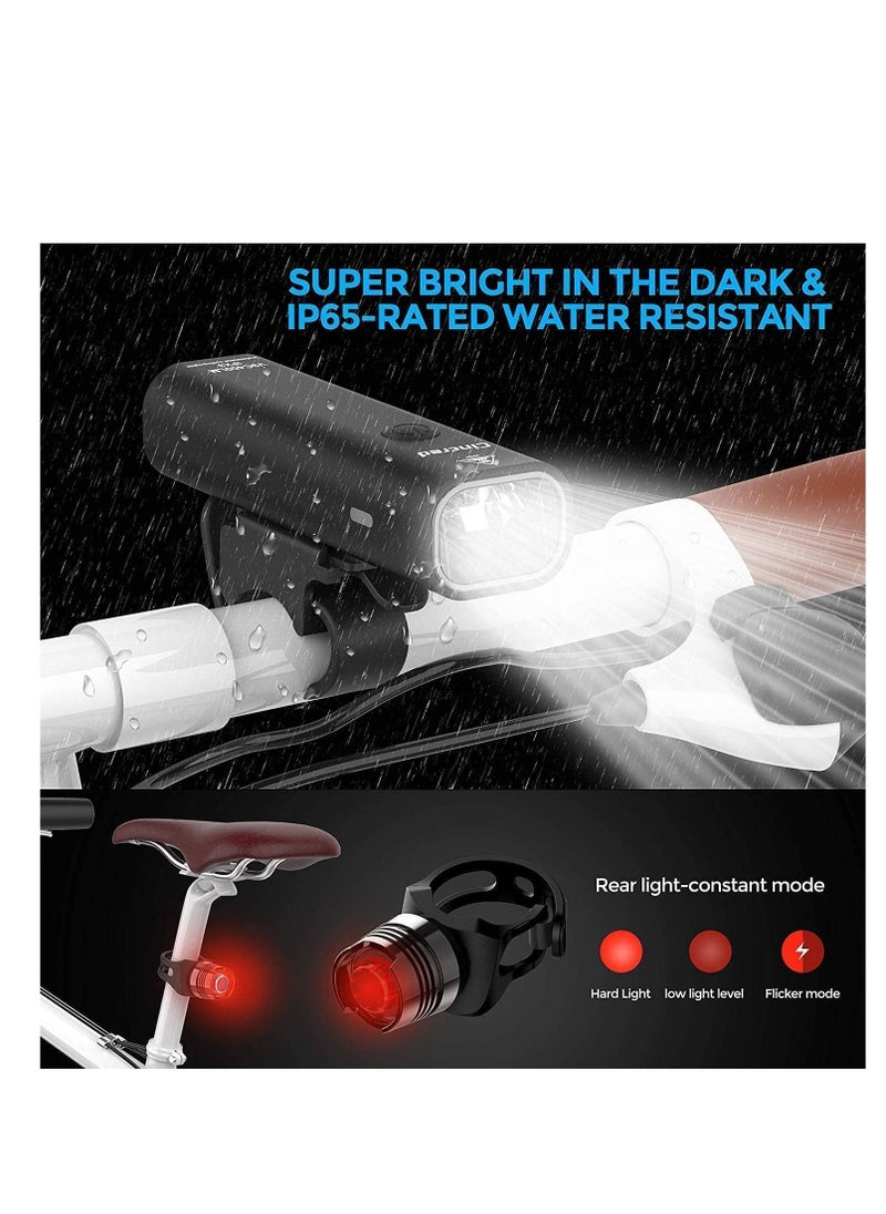 Y&D - 2021 Bike Light Set, USB Rechargeable Super Bright LED Waterproof Headlight Front Lights and Back Rear Lights, Easy Mount 4 Mode Cycle Fits All Bicycles - Image 1