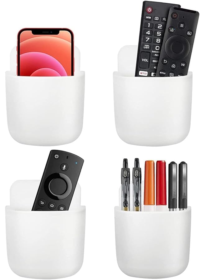 Green Tiger Remote Control Holder Wall Mount, Set of 4 No Tools Required Wall Mount Organizers with Secure Adhesive, Convenient Wall Storage for Remotes Phones Keys, Suitable for Room Decor Styles - Image 1