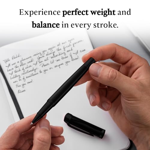 Ellington Pens Luxury Rollerball Pen Set - Smooth Writing, Elegant Design, Quick-Drying, Refillable Liquid Ink, 2 Refills (Black, Blue), Ideal for Professionals, Students - Image 3