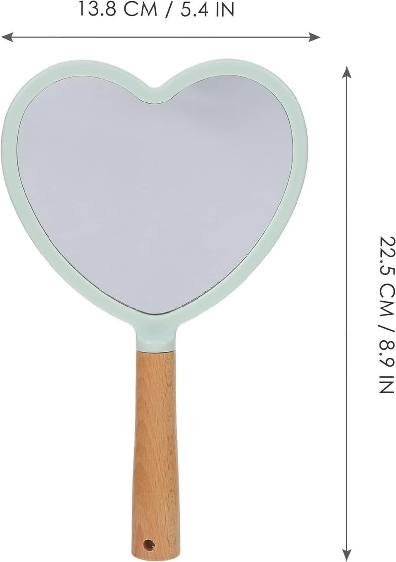 RoarCraft Hand Held Mirror for Makeup Small Wood Hand Mirror Portable Travel Vanity Mirror for MenWomen 55W x 92L inch Green Heart - Image 4