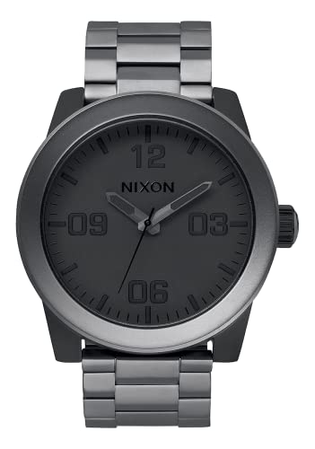 NIXON ساعة نيكستون كوربورال SS A3461062-00. لون رمادي مطفي وأسود للرجال (وجه ساعة رمادي مطفي وأسود بحجم 48 مم. حزام رمادي بحجم 24 مم) - Image 1