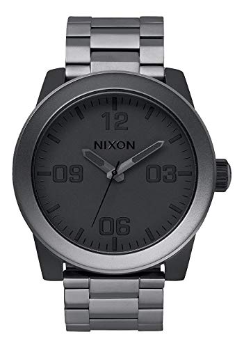 NIXON ساعة نيكستون كوربورال SS A3461062-00. لون رمادي مطفي وأسود للرجال (وجه ساعة رمادي مطفي وأسود بحجم 48 مم. حزام رمادي بحجم 24 مم) - Image 4