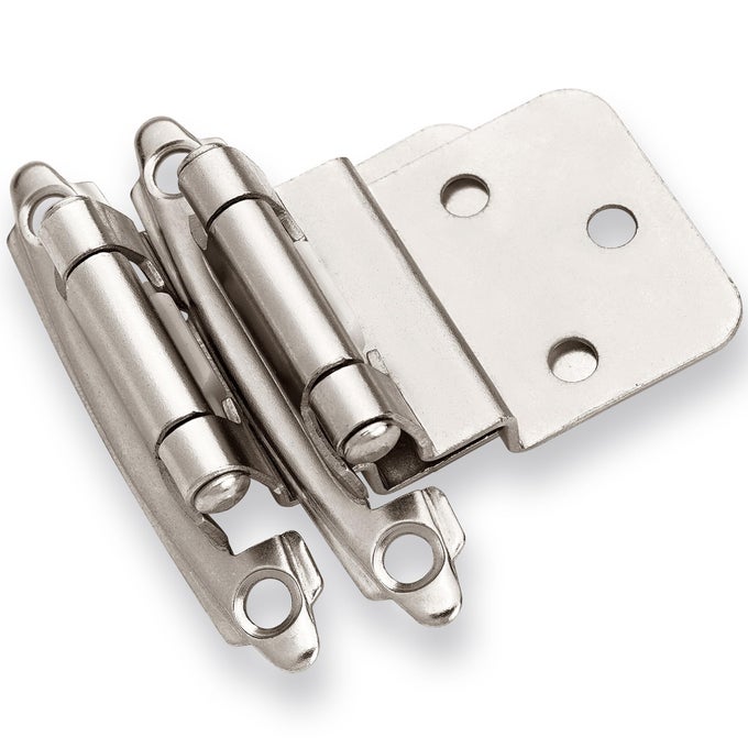 38 INSET CABINET HINGES BRUSHED NICKEL 5 PAIR 10 PCS OFFSET SELF CLOSING CABINET HINGES FOR KITCHEN CABINETS SATIN NICKEL WSILICON BUMPERS UPGRADED SCREWS