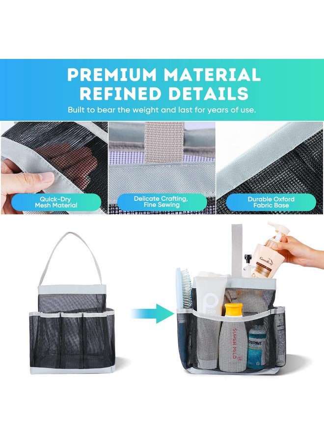 EUDELE Mesh Shower Caddy Portable for College Dorm Room Essentials with 8-Pocket Large Capacity for Beach,Swimming,Gym-Grey - Image 3