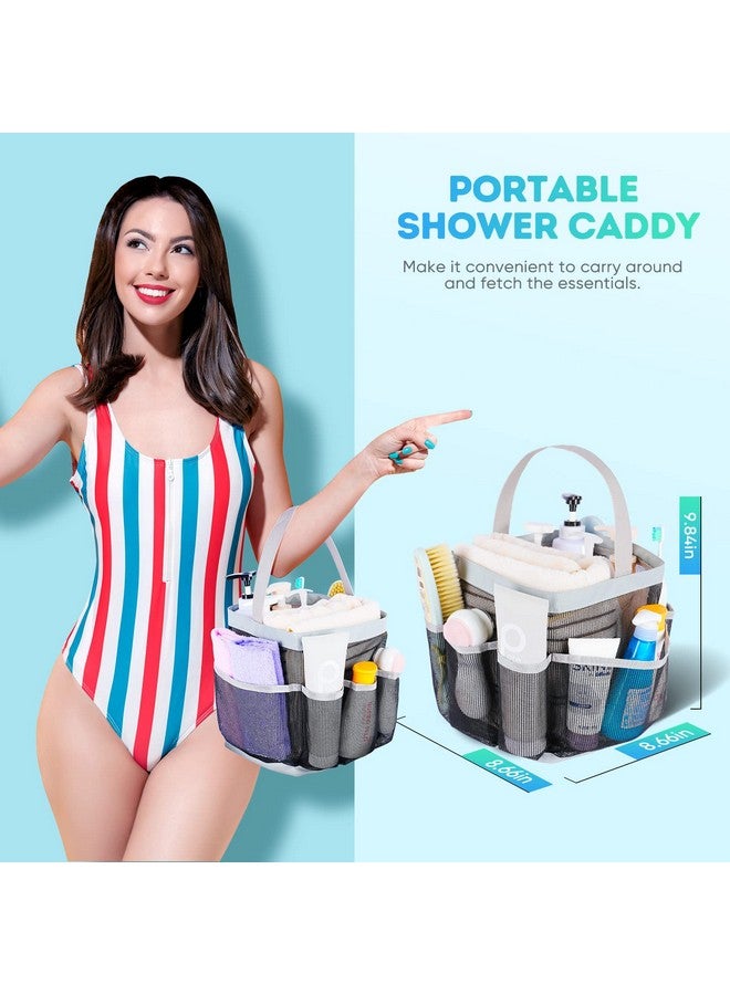 EUDELE Mesh Shower Caddy Portable for College Dorm Room Essentials with 8-Pocket Large Capacity for Beach,Swimming,Gym-Grey - Image 4
