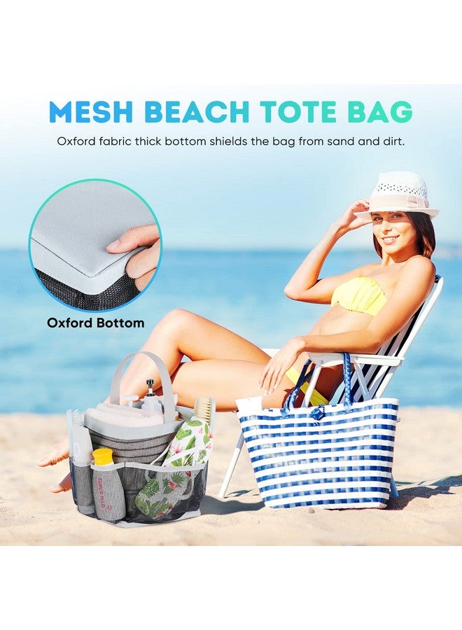 EUDELE Mesh Shower Caddy Portable for College Dorm Room Essentials with 8-Pocket Large Capacity for Beach,Swimming,Gym-Grey - Image 5