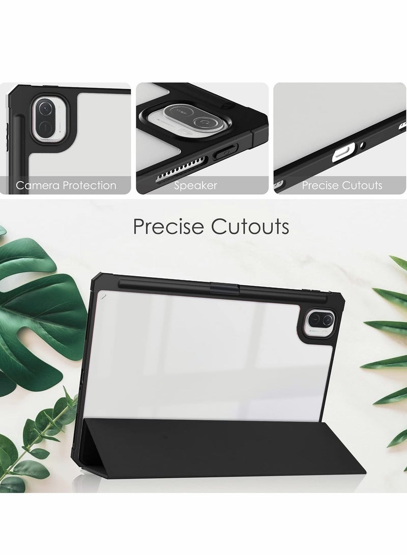 حافظة Xiaomi Pad 5 مقاس 11" - تصميم رفيع ثلاثي الطي مع خاصية السكون/الاستيقاظ التلقائي، حامل قلم ودعم متعدد الزوايا - أسود - Image 4