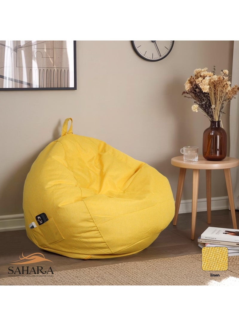 صحاره كرسي بين باج كبير للكبار بجيب جانبي – قماش كتان فاخر قابل للغسل – قاعدة 80 سم × ارتفاع 120 سم - Image 2