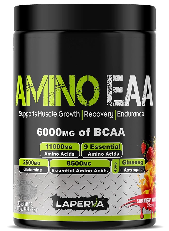 Laperva Laperva Amino EAA, 6000 mg of BCAA, Strawberry Mango Flavor, 390 Gm 