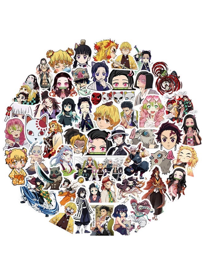 50Pcs Demon Slayer Vinyl Stickers, Anime Waterproof Decals for Laptop, Water Bottle, Skateboard, Kids Party Favors, DIY Decorations - Image 1