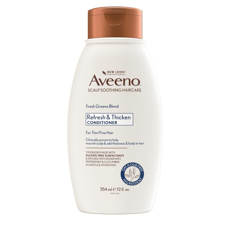 Aveeno Fresh Greens Blend Natural Volumizing Conditioner, Cucumber, Rosemary, for Fine Hair, 12 fl oz - Image 1