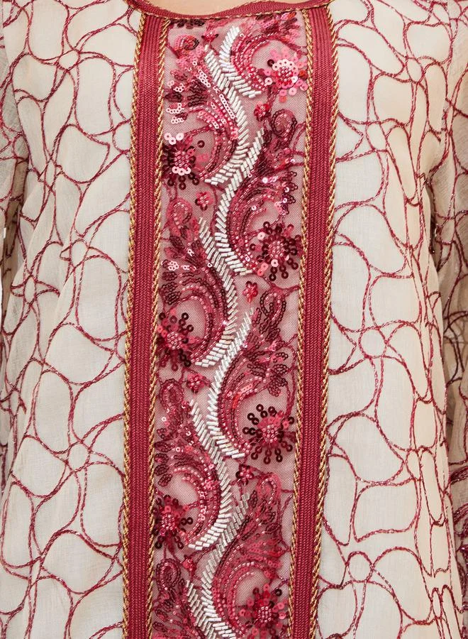 Styli All-Over Embroidered Sequined Jalabyia