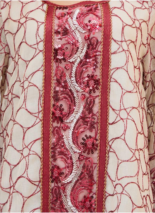 Styli All-Over Embroidered Sequined Jalabyia  - Image 4