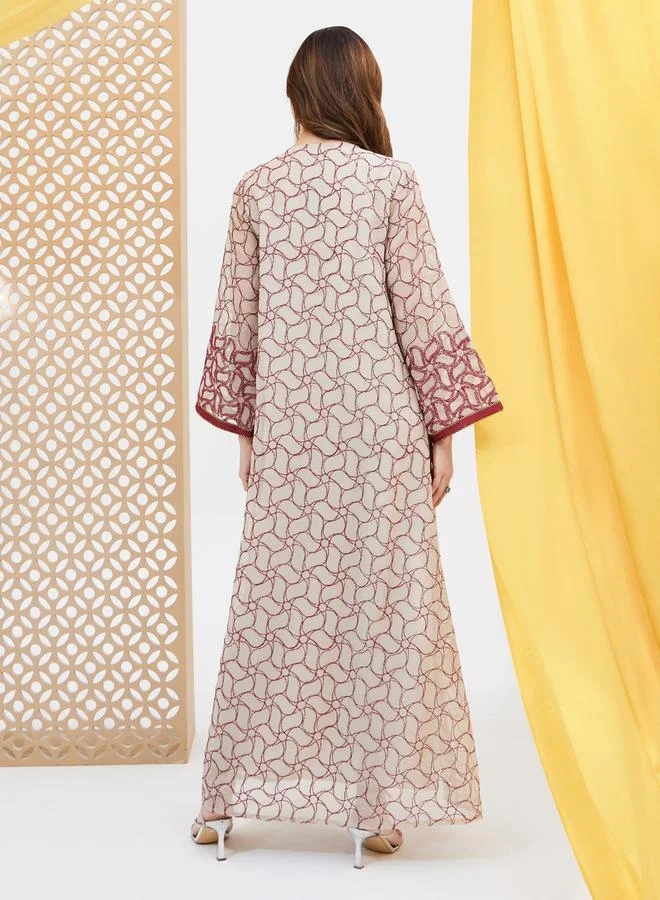 Styli All-Over Embroidered Sequined Jalabyia