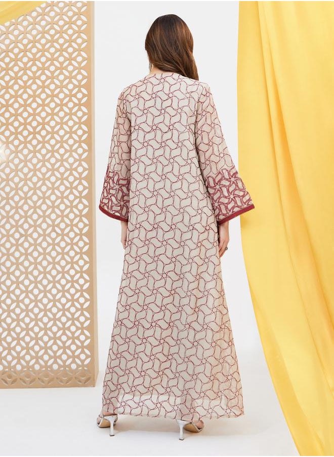 Styli All-Over Embroidered Sequined Jalabyia  - Image 5