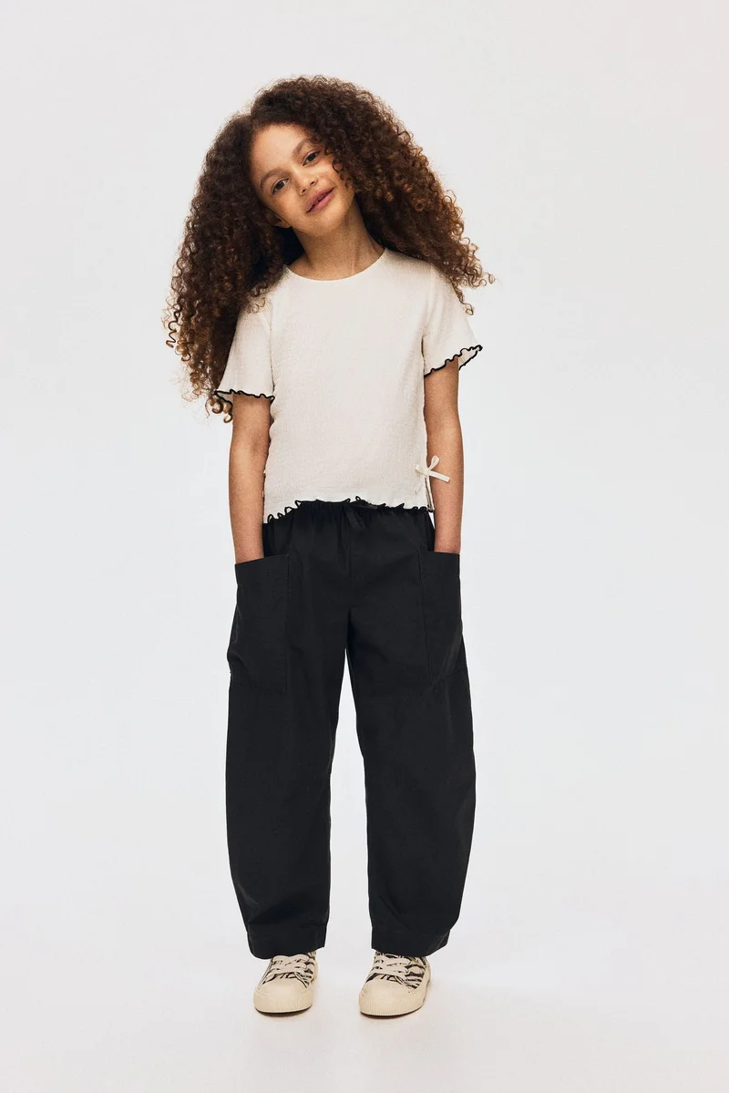 H&M Barrel-leg cotton trousers