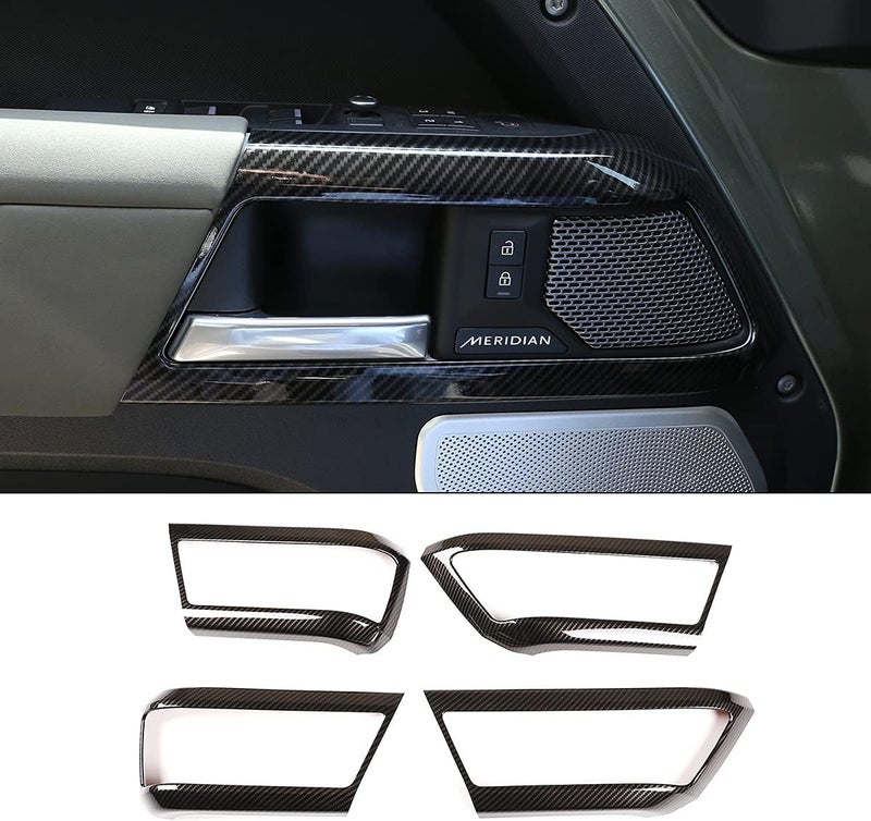 CHEYA ABS Car Interior Door Handle Frame Cover Trim for Land Rover Defender 110 (2020-2021) - Carbon Fiber Style - Image 1
