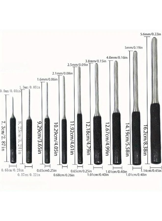 9Pcs Professional Hollow End Steel Punch And Chisel Set With Roll Pins - Image 4