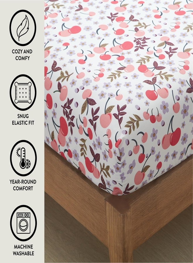 Urban Lifestyle 4 Piece Sheet Set, Including Top Sheet, Fitted Sheet and 2 Pillow Cases, Cherry Print, Full - Image 3
