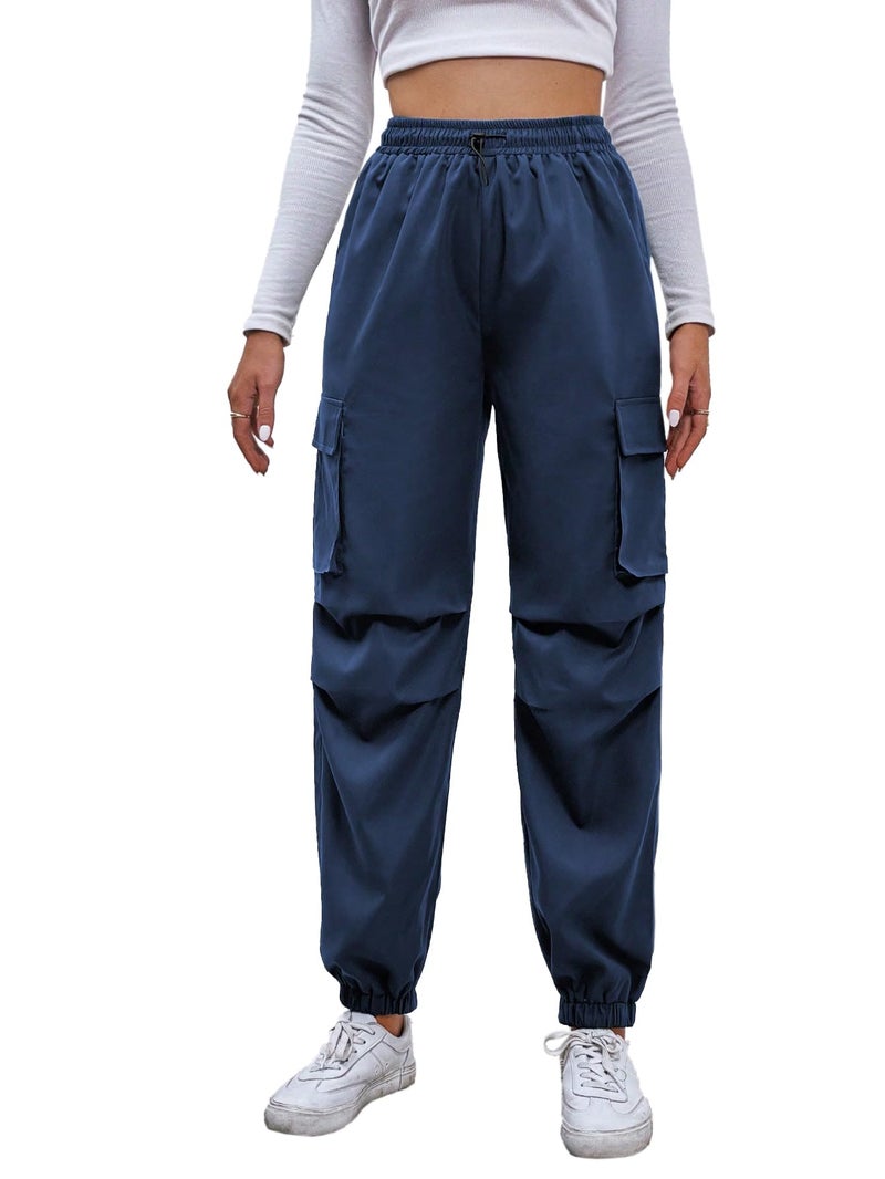 TAGDO Women's Relaxed Fit Cargo|Joggers Pant|Cargo Pant Cotton|Cargo Pant for Women (Women-Cargo-5157-Navy-32) - Image 1
