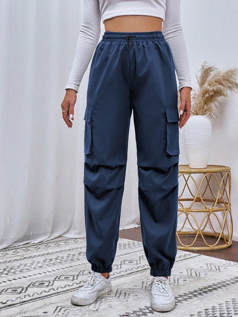 TAGDO Women's Relaxed Fit Cargo|Joggers Pant|Cargo Pant Cotton|Cargo Pant for Women (Women-Cargo-5157-Navy-32) - Image 2