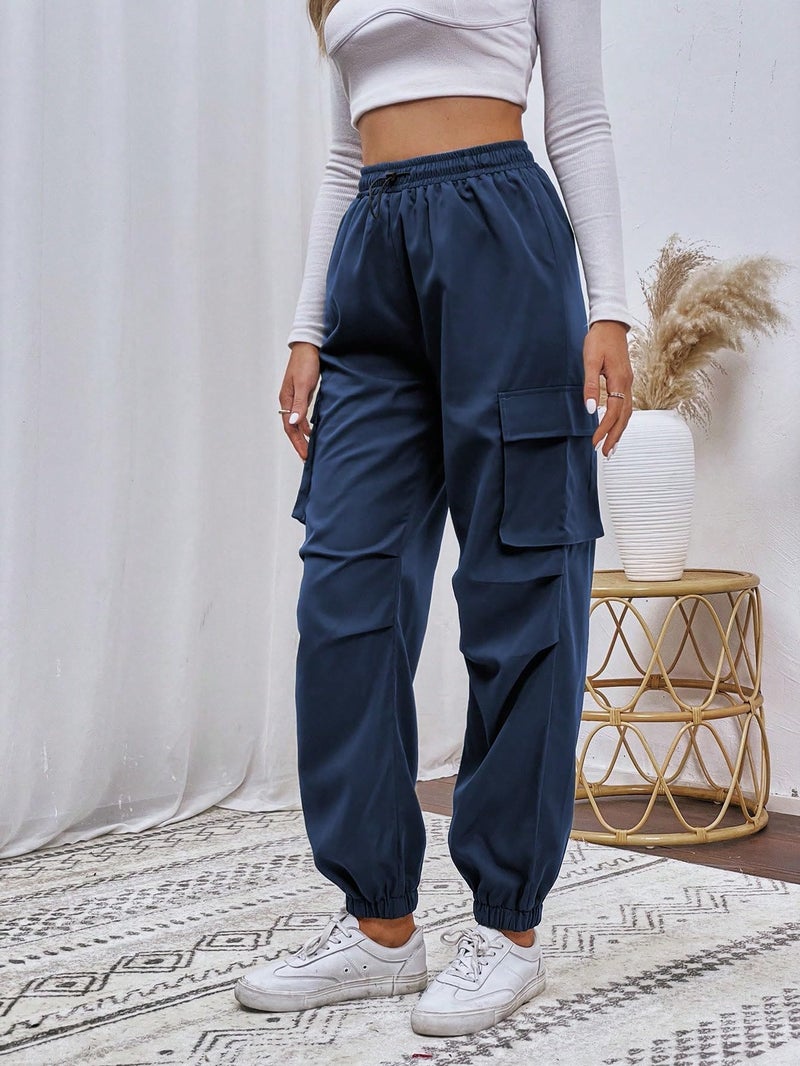 TAGDO Women's Relaxed Fit Cargo|Joggers Pant|Cargo Pant Cotton|Cargo Pant for Women (Women-Cargo-5157-Navy-32) - Image 3