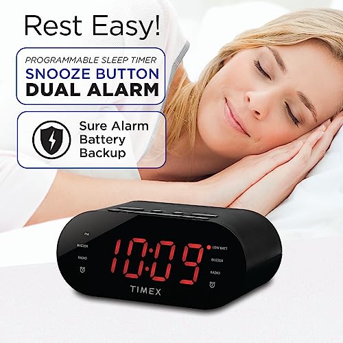 Timex T231G AM/FM Dual Alarm Clock Radio with 1.2-Inch Display and Line-in Jack (Gunmetal) - Image 2