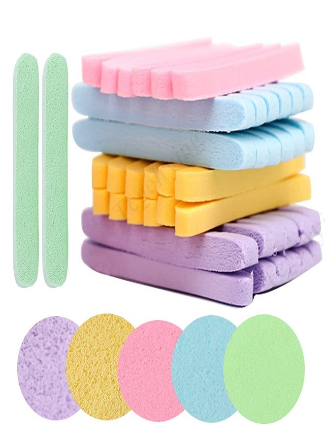 Tegelrying Facial Sponge Compressed,120 Count PVA Professional Makeup Removal Round Face Wash Sponges Spa Pads Exfoliating Cleansing for Women,Yellow,Pink,Purple,Blue,Green - Image 1