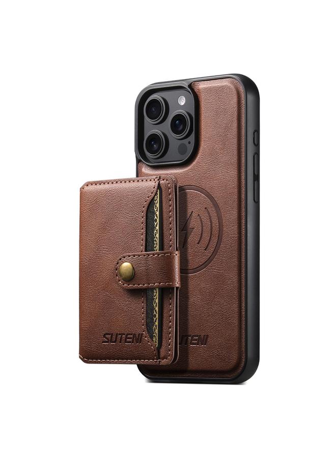 Suteni Case For iPhone 15 Pro M4 Magnetic Card Bag MagSafe Leather Phone Case - Image 1