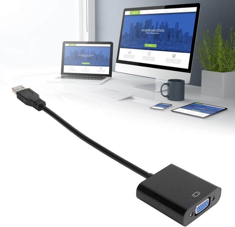 محول USB 3.0 إلى VGA، محول USB إلى VGA بدقة 1920x1080 وسرعة نقل 5.0Gbps، متوافق مع أنظمة 7 و8 و10، تثبيت سريع (Plug and Play) - Image 3
