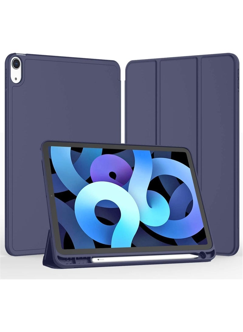iPad Air 4 , 10.9 inch Smart Cover with Stand (2022/2020) with Pencil Holder, Lockable Smart Cover/Auto Screen On/Touch ID, Transparent Cover with Auto On/Sleep, Dark Purple - Image 1