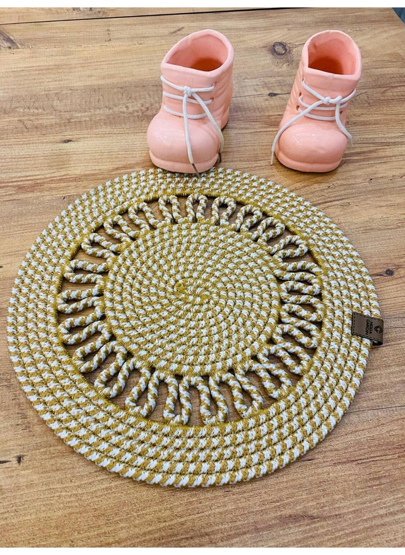 BDZ Deri BDZ Leather Wicker Jute Presentation Plate Mat American Service  - Image 1