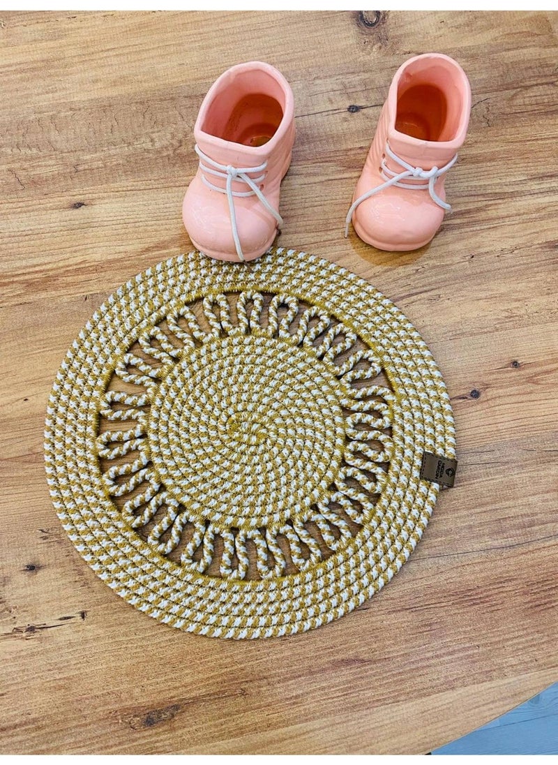 BDZ Deri BDZ Leather Wicker Jute Presentation Plate Mat American Service  - Image 2