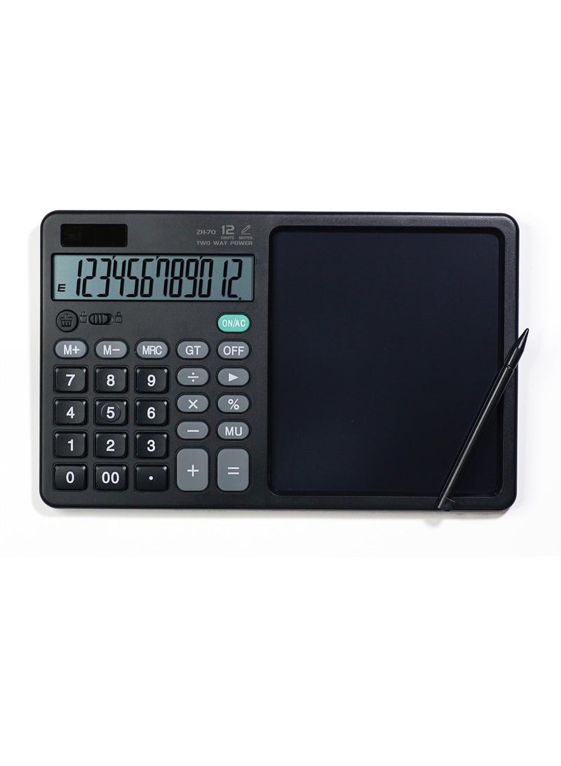 Generic 12 Digits Desktop Calculator with Large Hand-Writing LCD Notepad-Solar Powered Standard Function Calculator for Office, Financial Accounting Calculator Office Writing Draft Memo Handwriting Tablet - Image 4