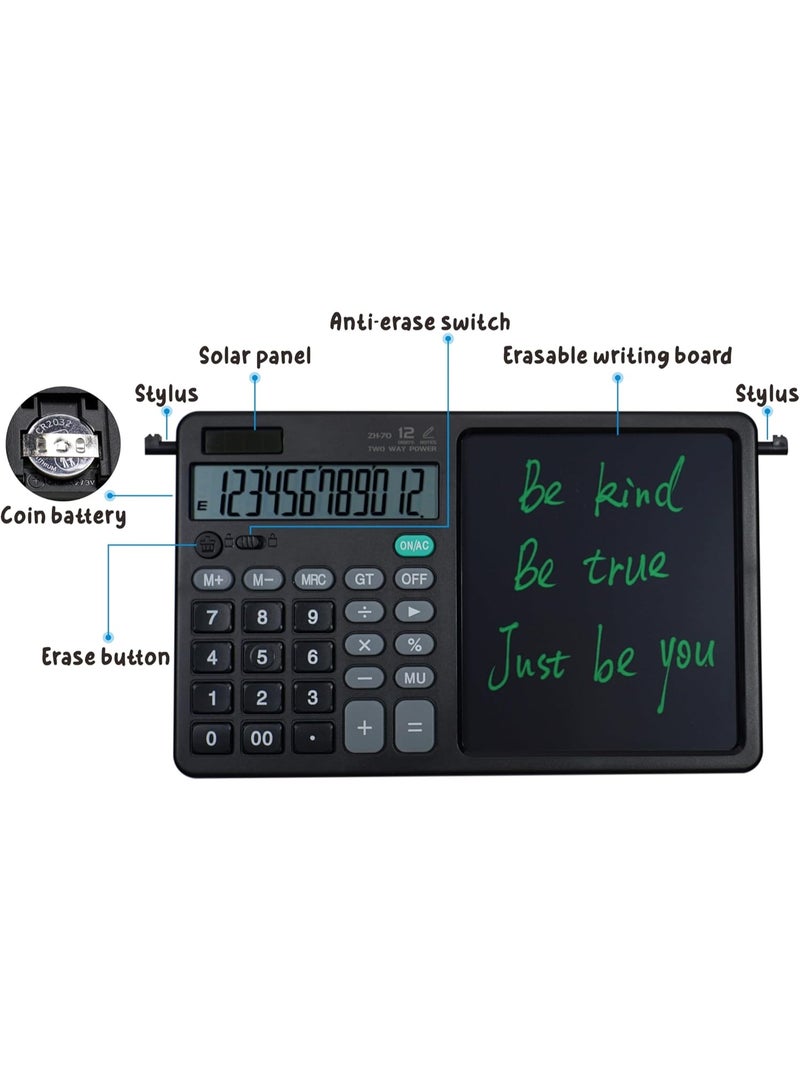 Generic 12 Digits Desktop Calculator with Large Hand-Writing LCD Notepad-Solar Powered Standard Function Calculator for Office, Financial Accounting Calculator Office Writing Draft Memo Handwriting Tablet - Image 5
