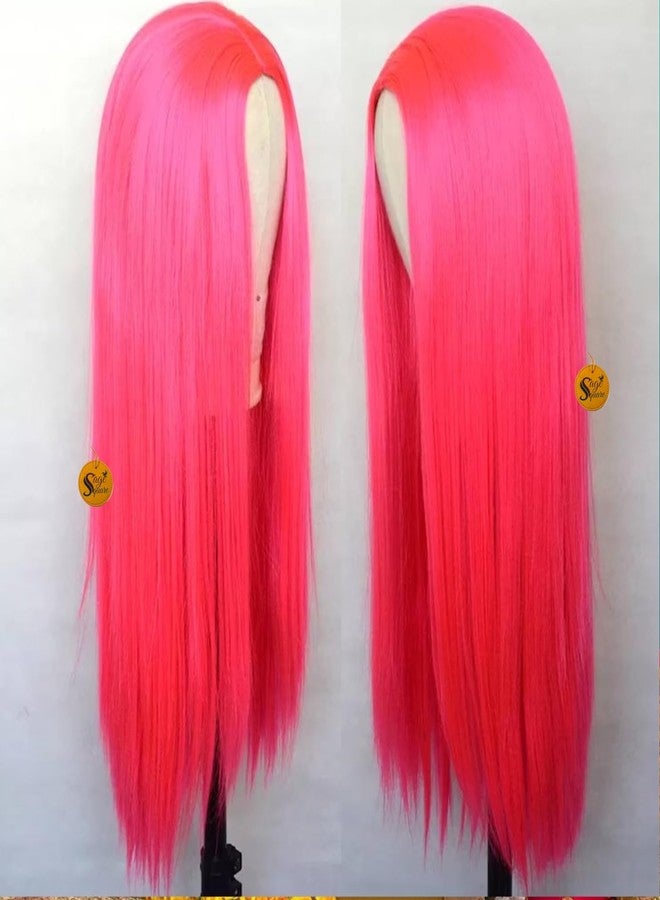 Sage Square Dreamy Pink Long Wig, Unforgettable haircolor, Instant length & volume, Tangle-free & worry-free, all-day comfort, Style it your way, Unleash your inner magic, Be the center of attention. - Image 5