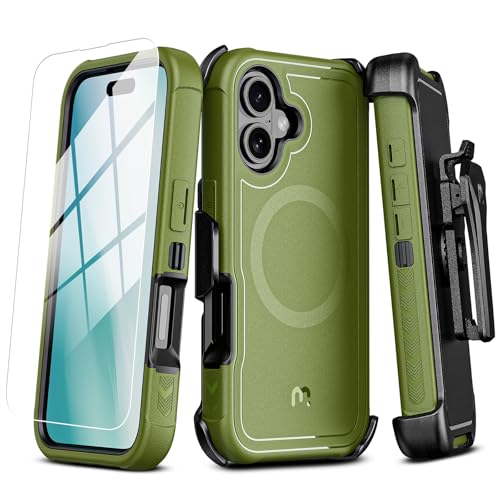 M MYBAT PRO Maverick Series for iPhone 16 6.1 Case with Belt Clip Holster,[Compatible with Magsafe] w/Screen Protector,Anti-Drop,Shockproof,with 360°Rotating Kickstand,Heavy Duty Protection - Image 1