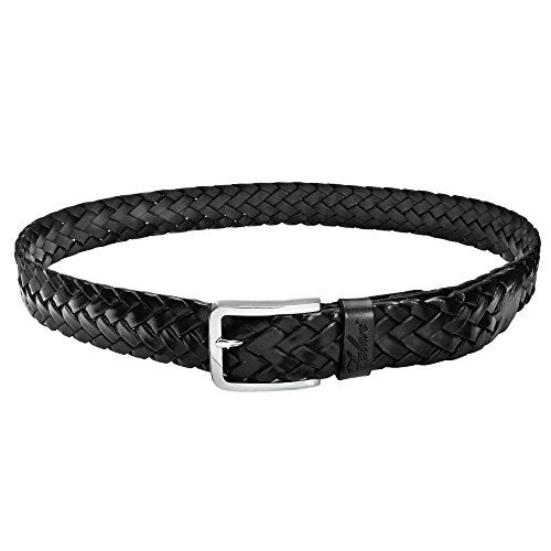 Falari Men's Braided Belt 100% Genuine Leather Black 42-44 9005-BK-XL - Image 3