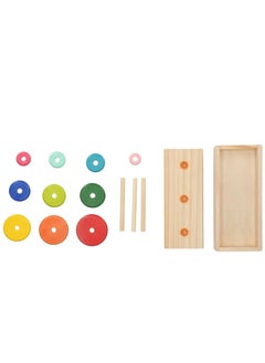 Generic Wooden Hanoi Tower Logic Puzzle Toy, Colorful Block Puzzle Game with 10 Rings Storage Box for Kids and Adults (Large Tower in  - Image 5