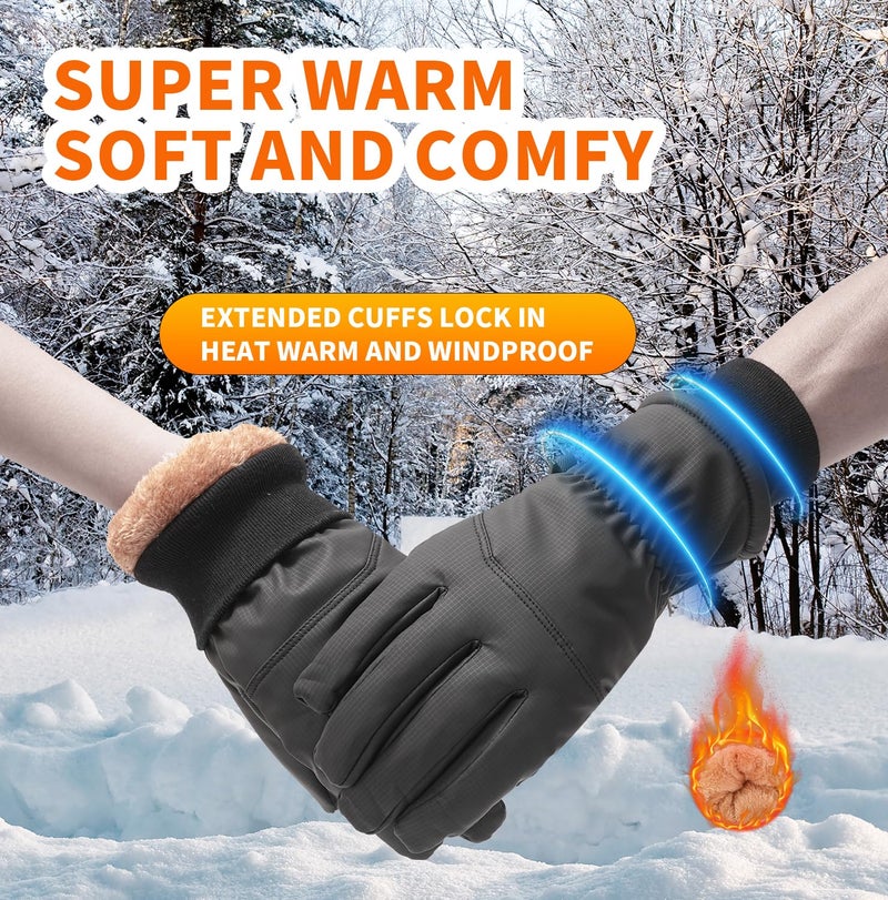 Jeniulet Waterproof Winter Gloves for Men Warm Ant-slip Touchscreen Ski Snow Cycling Running Cold Weather Long Fleece Lining - Image 2